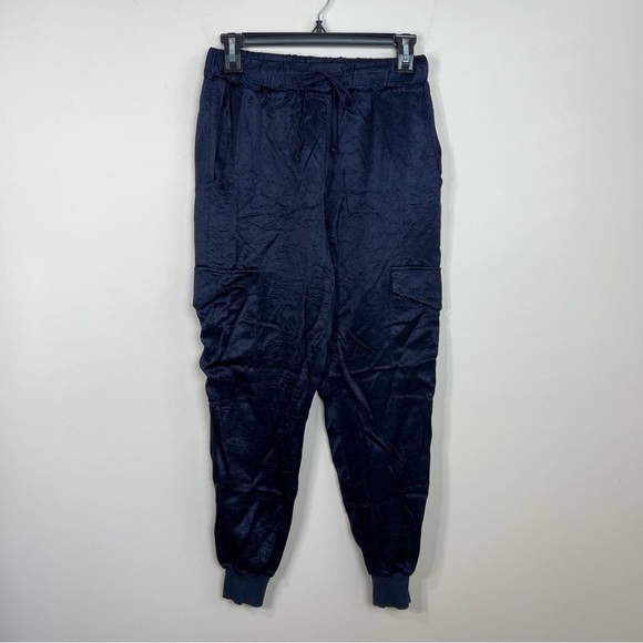 LNA x REVOLVE x SHOPBOP Satin‎ Silky Cargo Jogger Navy Blue, Size S - Picture 2 of 14